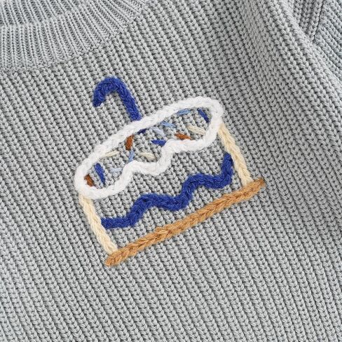 Baby Boys Girls Fall Winter Knit Sweater Long Sleeve Round Neck Embroidery Knitwears Toddler Birthday Sweatshirt in Saudi Arabia