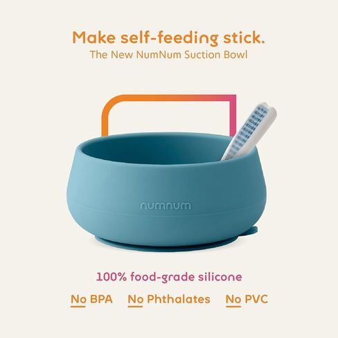 NumNum Suction Bowls | Extra Strong Suction | Non-Slip Design | Durable 100% Food Grade Silicone BPA-Free | for Babies & Toddlers 4 months+, 2 Baby Bowls (Blue) in Saudi Arabia
