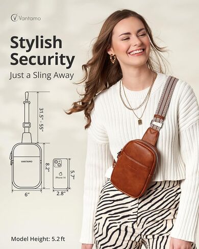 حقائب Vantamo Crossbody للنساء: حقيبة حبال جلدية نباتية تحجب RFID مع مشبك مضاد للنشل in Kuwait