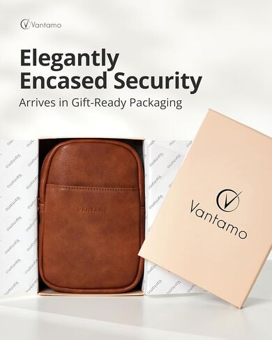 حقائب Vantamo Crossbody للنساء: حقيبة حبال جلدية نباتية تحجب RFID مع مشبك مضاد للنشل in Kuwait