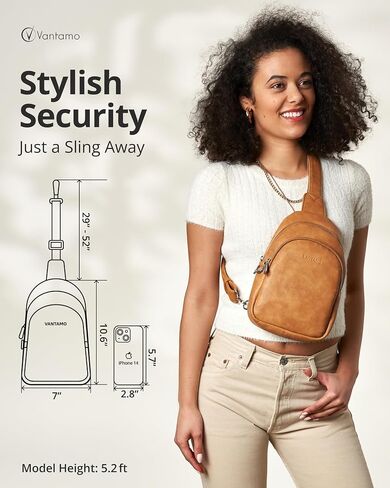 حقائب Vantamo Crossbody للنساء: حقيبة حبال جلدية نباتية تحجب RFID مع مشبك مضاد للنشل in Kuwait