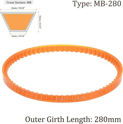 Kozelo 2Pcs MB380 Standard Sewing Machine Motor Belts - [380mm Girth x 4mm Thickness ] Polyurethane Motor Drive V-Belt for Household Electric Sewing Machine Use, Single Tooth, Orange in Saudi Arabia