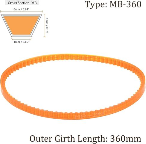 Kozelo 2Pcs MB380 Standard Sewing Machine Motor Belts - [380mm Girth x 4mm Thickness ] Polyurethane Motor Drive V-Belt for Household Electric Sewing Machine Use, Single Tooth, Orange in Saudi Arabia