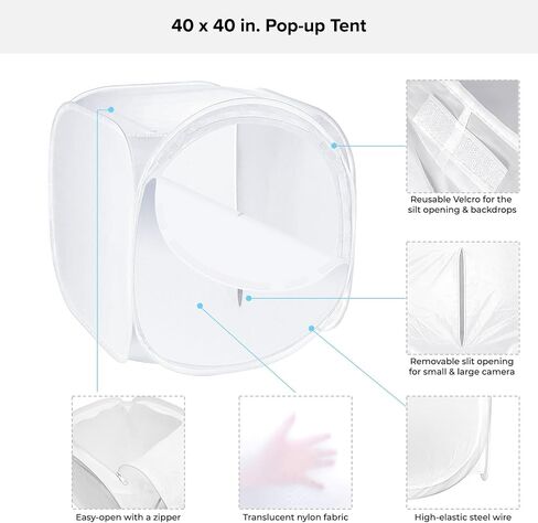 Julius Studio 40 x 40 inch (Extra Large) Cubic White Cube Photo Shooting Tent, Pop Up Light Box, Photoshooting Box with 4 Color Backdrop Background, White Black Blue Red, Diffusion Soft Box, JSAG875 in Saudi Arabia