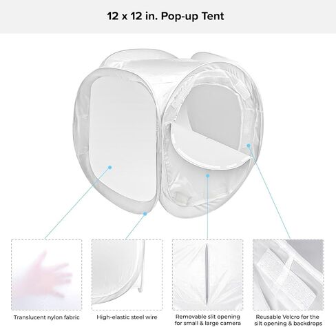Julius Studio 40 x 40 inch (Extra Large) Cubic White Cube Photo Shooting Tent, Pop Up Light Box, Photoshooting Box with 4 Color Backdrop Background, White Black Blue Red, Diffusion Soft Box, JSAG875 in Saudi Arabia
