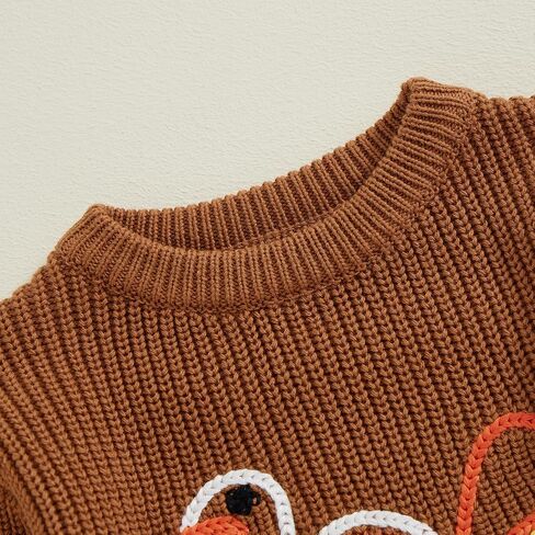 YOKJZJD Newborn Toddler Baby Girl Boy Thanksgiving Outfit Turkey Chunky Knit Sweater Romper Sweatshirt Fall Winter Clothes in Saudi Arabia