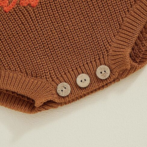YOKJZJD Newborn Toddler Baby Girl Boy Thanksgiving Outfit Turkey Chunky Knit Sweater Romper Sweatshirt Fall Winter Clothes in Saudi Arabia