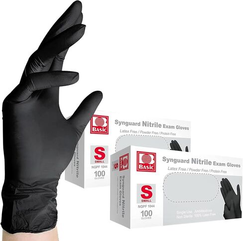 Jointown Basic Medical BLACK Nitrile Exam Gloves, 4 Mil,- Latex-Free & Powder-Free - NGPF1045 (2 boxes of 100), Medium in Saudi Arabia
