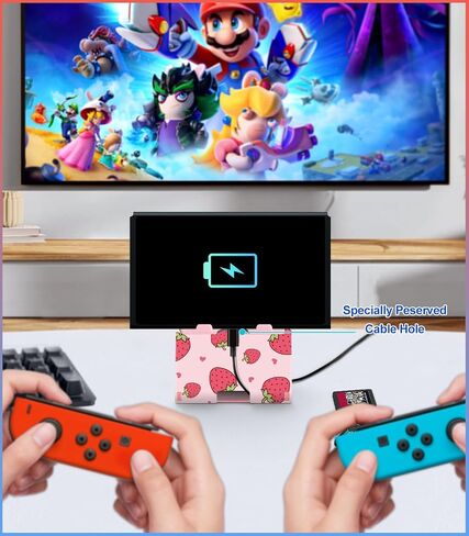 حامل حامل لنينتندو سويتش لطيف - من أجل نينتندو سويتش حامل حامل لـ OLED بنين بنات في سن المراهقة تصميم رائع نمط قابل للتعديل محمول قابل للطي ملحقات التبديل، مهرجان الفراولة in Saudi Arabia