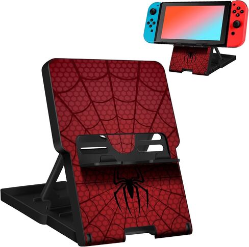 حامل Lotadilo Switch لجهاز Nintendo Switch/OLED - حامل لطيف للنساء والفتيات والأولاد والأطفال والمراهقين بتصميم كرتوني رائع حامل هاتف قابل للتعديل وقابل للحمل وقابل للطي، أسود وأحمر in Kuwait