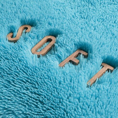 Amdrebio Blue Area Rugs for Bedroom, Fuzzy Fluffy Rug 5x8 for Living Room, Cute Plush Carpet for Kid Girl Boy Room, Shaggy Baby Rugs for Nursery, Shag Furry Corner Rug for Classroom, Turquoise Rug in Saudi Arabia