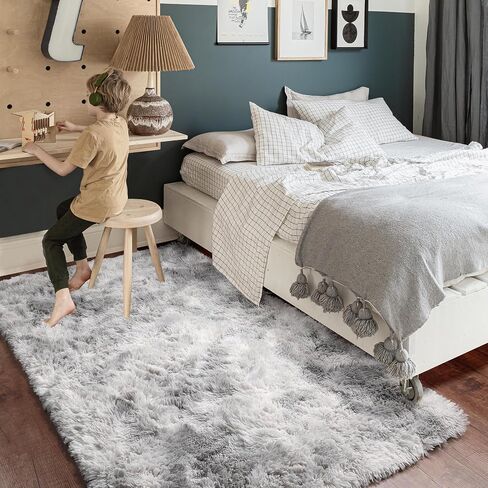 Amdrebio Blue Area Rugs for Bedroom, Fuzzy Fluffy Rug 5x8 for Living Room, Cute Plush Carpet for Kid Girl Boy Room, Shaggy Baby Rugs for Nursery, Shag Furry Corner Rug for Classroom, Turquoise Rug in Saudi Arabia