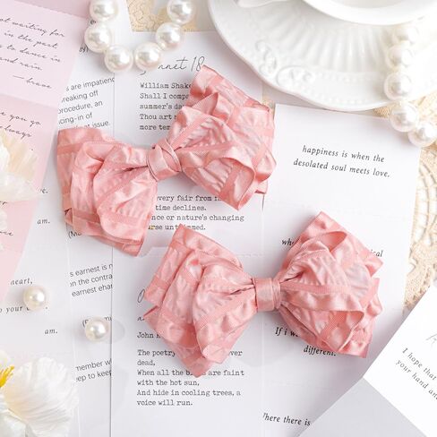 Baby Girl Hair Bows Handmade Hair Clips for Toddler Girls Bows Pink Pigtail Bows Alligator Clip in Bows for Baby Girls Hair Accessories 2 PCS in Saudi Arabia