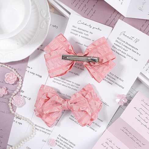 Baby Girl Hair Bows Handmade Hair Clips for Toddler Girls Bows Pink Pigtail Bows Alligator Clip in Bows for Baby Girls Hair Accessories 2 PCS in Saudi Arabia