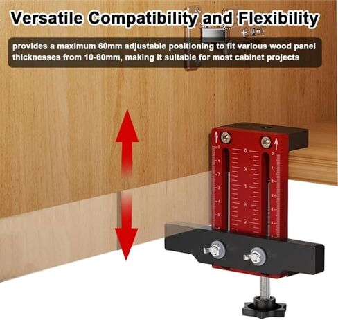 Cabinet Door Installation Positioner, Aluminum Alloy Cabinet Hardware Jig, Adjustable Length Versatile Cabinet Installation Tool Compatible in Saudi Arabia