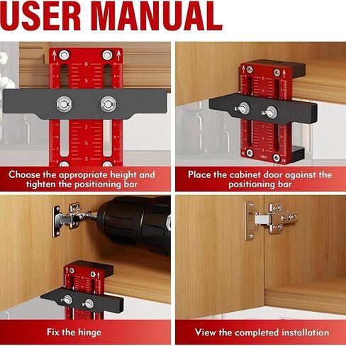 Cabinet Door Installation Positioner, Aluminum Alloy Cabinet Hardware Jig, Adjustable Length Versatile Cabinet Installation Tool Compatible in Saudi Arabia