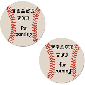 40 Thank You Baseball Labels, 2 Inch Big Round Glossy Stickers, Great Stickers for Birthday Party, Baby Shower, Wedding, Graduation, or Any Family Event Decorations, Made in USA