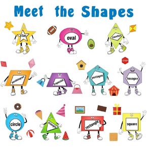IARTTOP Colorful Shapes Wall Stickers, Educational Learning Geometry Wall Decals, Removable Wall Stickers for Kids Bedroom Preschool Kids Playroom Nursery Wall Decor Toddler Classroom Decoration
