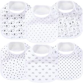 Baby 6-Pack Unisex Muslin Bibs, Absorbent, Soft, and Cute for Baby Boys and Girls, 100% Cotton