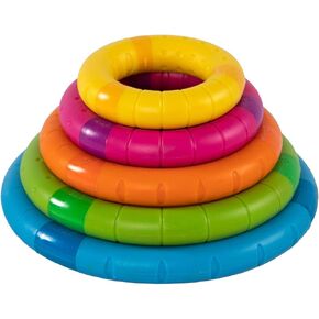 Fat Brain Toys Tinker Rings - Set of 5 Magnetic Stacking & Tactile Rings, Ages 2+