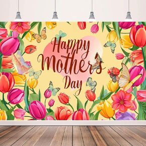 Happy Mothers Day Banner Backdrop Decorations, Mother's Day Flowers Background Decoration Mom Day Banner Photographic Studio Photo Background Banner