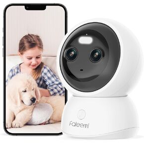Dual-Band/Lens WiFi Security Camera, 360° PTZ 2K Indoor Nanny Cams with Phone App, 2-Way Audio, Motion Tracking, Night Vision, for Pet/Dog/Baby Monitor/Elder/Home Security, Local Storage