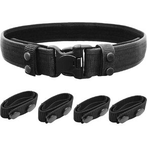 AOXEXOB Duty Belt with 4 Two-ply Belt Keepers 2" Police Duty Belt Law Enforcement security guard Nylon Outer Belts Black