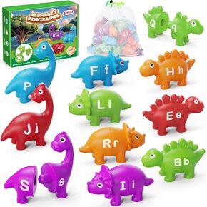 Kasfalci Alphabet Learning Toys, Dinosaur Toys for Kids, ABC Learning for Toddlers, Matching Letter Game,Color Sorting,Educational Montessori Fine Motor Toys,Kindergarten Preschool Learning Activities