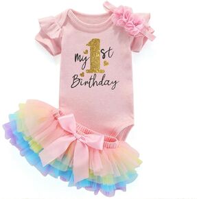 Acwssit My 1St Birthday Girl Outfit Tutu For Baby Girl Happy First Birthday Outfits Baby Clothes in Kuwait