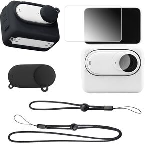 Silicone Sleeve Protective Case for insta360 GO3 Camera with Tempering Glass Lens Accessories (Black)