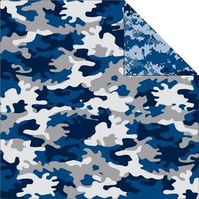 Reminisce Camouflaged 12 by 12-Inch Double Sided Scrapbook Paper, Navy Camo