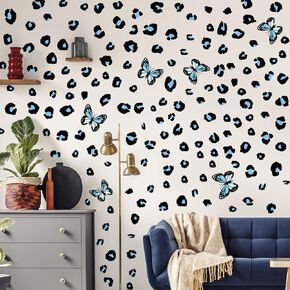 Colorful Butterfly and Leopard Wall Decals Cheetah Leopard Dot Wall Stickers Boho Polka Dot Wall Decals DIY Removable Living Room Kids Bedroom Playroom Furniture Decor
