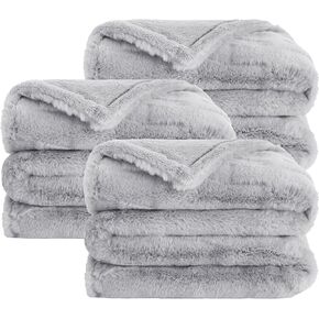 Aston & Arden Faux Fur Throw Blanket - Luxe Elegant Warm Cozy Plush Soft Modern Jacquard Texture for Home, Couch, Sofa, Bed, Oversized with Premium Gift Box, 50x70 in, Mink Grey