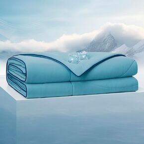Dream Valley® Outlast® Cooling Comforter, NASA-Grade Technology Cooling Blanket, Q-Max > 0.45 Aerocool™ Cooling for Night Sweats, Hot Sleepers, Cool Grey, 60"x80" Throw