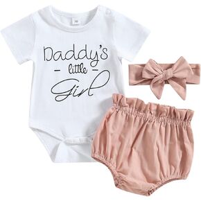 ملابس أطفال بناتي لعيد الأب لعيد الأب رومبير للفتيات الصغيرات ملابس علوية مكشكشة على شكل الفهد مع عصابة رأس in Kuwait