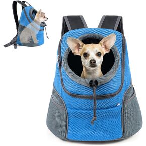 WOYYHO Dog Backpack Carrier Breathable Pet Puppy Front Pack with Bottom Back Support Plate for Small Medium Dogs Reflective Head Out Cat Bag for Travel Hiking Camping (Black, M) in Kuwait