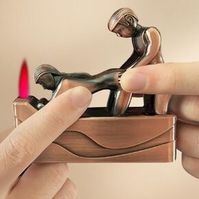 Metal Retro Red Bronze Windproof Butane Torch Lighter,Cool Refillable Lighters,Adjustable Jet Torch Flame,Grill BBQ Candle Camping(Without Gas) (q1)