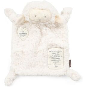 DEMDACO Clean White Fuzzy Lamb Goodnight Prayer Polyester Plush Children's Stuffed Animal Blankie