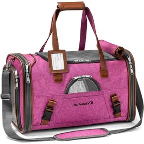 Mr. Peanut's Airline Approved Soft Sided Pet Carrier, Low Profile Gold Series Tote, Premium Brand Self Locking Zippers, Under Seat Compatibility, Plush Faux Fleece Bedding with a Sturdy Plywood Base