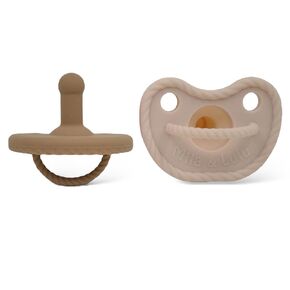 Mila & Lulu Round Shape Silicone Pacifiers (Set of 2); 0 Months and up; 100% Food Grade Silicone; 1 Piece Design (Ballerina/Mauve)