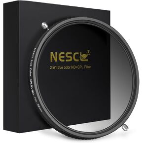 NESCL 72mm True Color Variable ND Filter ND2-32 (1-5 Stops) & CPL Circular Polarizers Filter 2-in-1, 30 Layer Nano Coated Camera Lens Filter Ultra White Optical Glass/Aluminum Alloy Frame