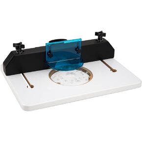 POWERTEC Trim Router Table & Router Base Plate w/Predrilled Holes, Adjustable Fence for Wood Router Fits Trim Router, Bosch, Porter Cable, Ryobi, DeWalt, Makita (71392)