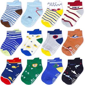 HYCLES Toddler Ankle Socks With Grippers Non-Slip Low Cut Socks Kids Anti Slip Sticky Socks