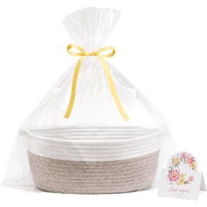 CHICVITA Black Basket Empty Gift Basket, Small Woven Basket for Organizing, Rope Basket for Storage, Decorative Basket for Dogs, Cats, Cute Basket for Shelves, 12"x 8"x 5"