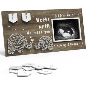 EURSET Baby Sonogram Picture Frame Countdown Weeks - Standard 4"x3" Ultrasound Photo - Pregnancy Announcements Ideas - Gender Reveal Baby-Shower Gift - New Mom Expecting Parents to Be Keepsake Gifts