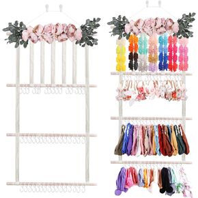 NUWAJP Flower Headband Holder for Girls, Hair Bows Clips Storage Holder Hair Accessories Organizer Storage Wall Hanging Decor for Nursery Toddler Room