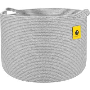Cotton Rope Basket Mega Size 22"x22"x16" for Blanket Fabric Storage Laundry Baskets, Toys Bin, Nursery Organizer or Hamper, Floor Decor Basket (22x22x16 inches, Green)