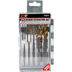 Performance Tool W9047 25pc Screw Extractor Kit with Power and Straight Flute Extractors, Drill Bits, and Driver Bits in a 2-Sided Flip Case