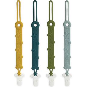 Pacifier Clip MOBU Silicone Pacifier Clips for Baby Boy Girl Universal Pacifier Holder Clips Fits Baby Pacifiers Teether Toys (4 Colors_Ⅰ)