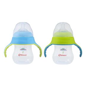 Shield Baby Wide Neck Feeder with Handle (6 Ounce (4 Pack), Green/Blue/Yellow/Purple)